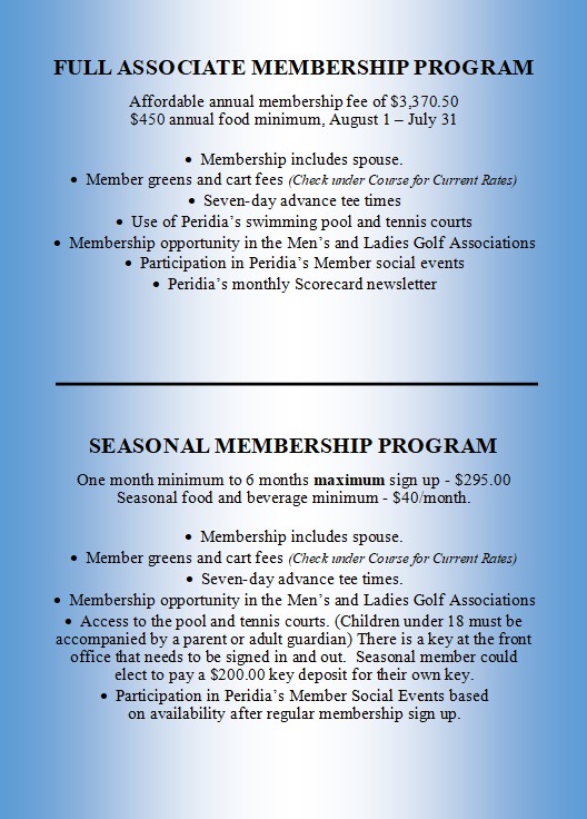 Membership Peridia Golf & Country Club